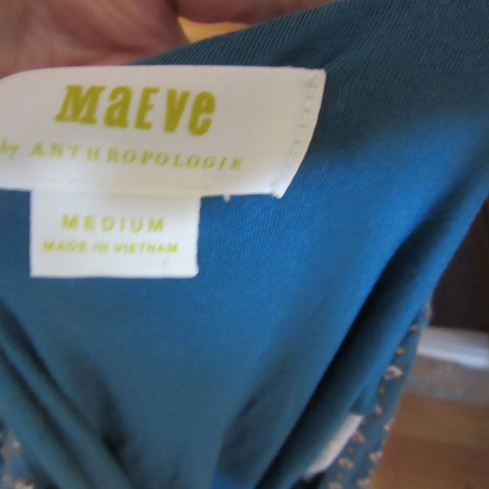 Maeve Anthropologie Blue Multi Colored Midi Rayon Blend Dress in Size M - Picture 6 of 6